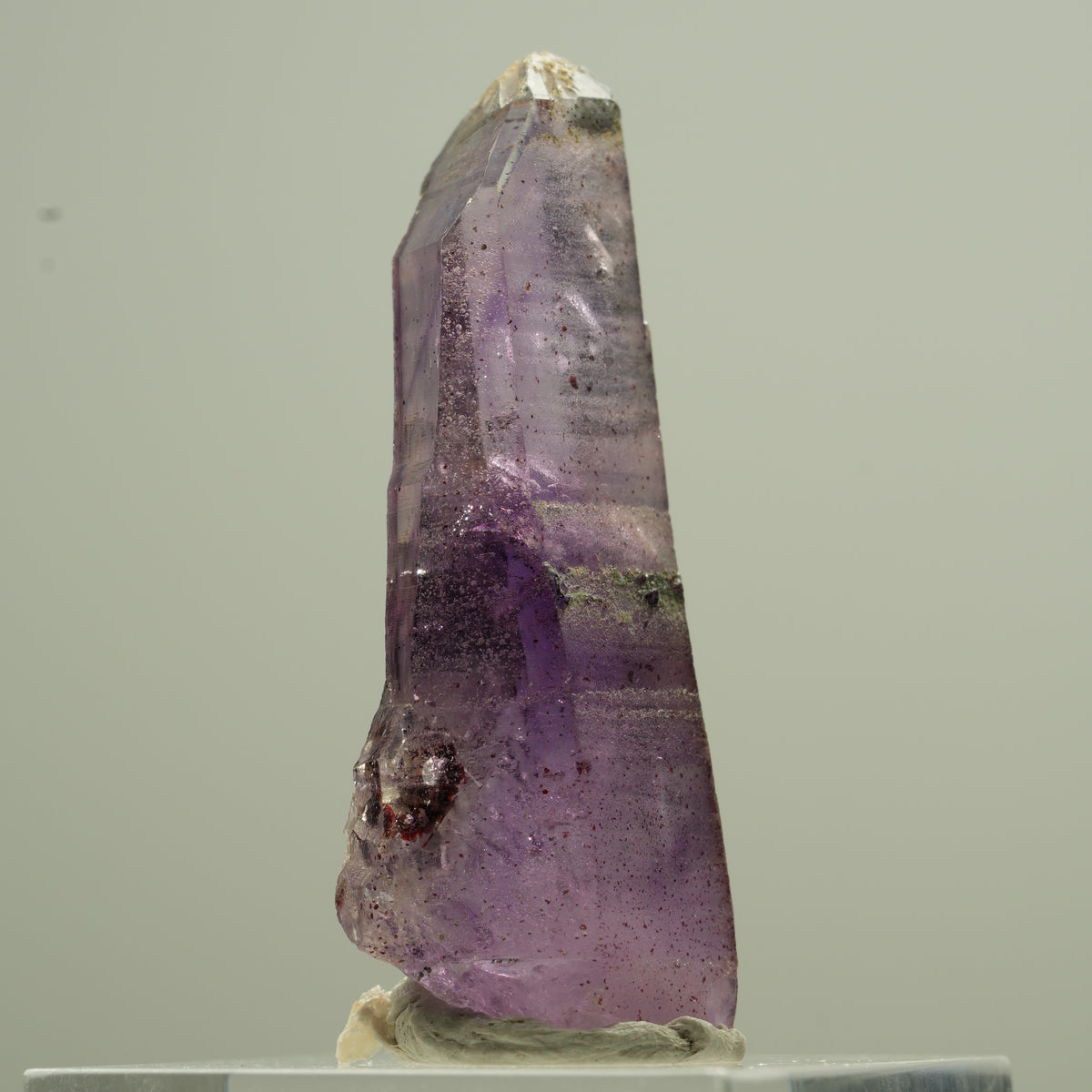 Quartz fantôme d'améthyste rare avec pointe de sceptre de fer Brandberg, Namibie 20*7*5mm #13743