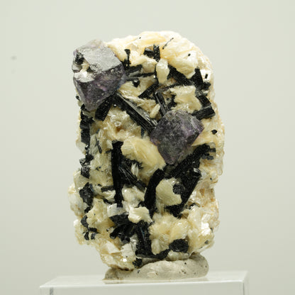 Bunte Phantom Fluorit Würfel, Schörl Turmalin, Muskovit Erongo, Namibia 37*24*21mm #13786