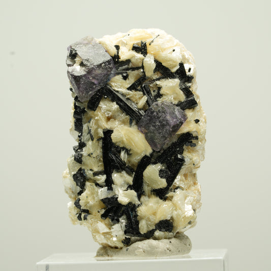 Bunte Phantom Fluorit Würfel, Schörl Turmalin, Muskovit Erongo, Namibia 37*24*21mm #13786