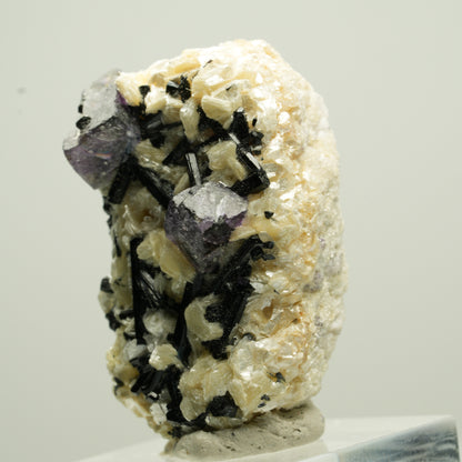 Bunte Phantom Fluorit Würfel, Schörl Turmalin, Muskovit Erongo, Namibia 37*24*21mm #13786