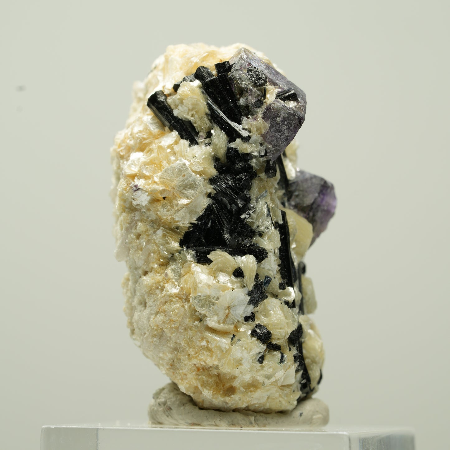 Bunte Phantom Fluorit Würfel, Schörl Turmalin, Muskovit Erongo, Namibia 37*24*21mm #13786