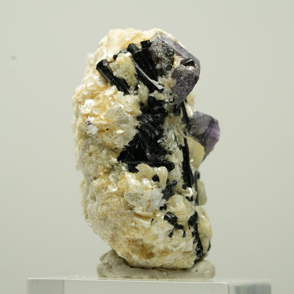 Bunte Phantom Fluorit Würfel, Schörl Turmalin, Muskovit Erongo, Namibia 37*24*21mm #13786