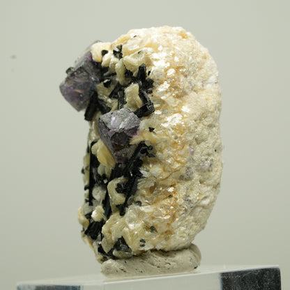 Bunte Phantom Fluorit Würfel, Schörl Turmalin, Muskovit Erongo, Namibia 37*24*21mm #13786