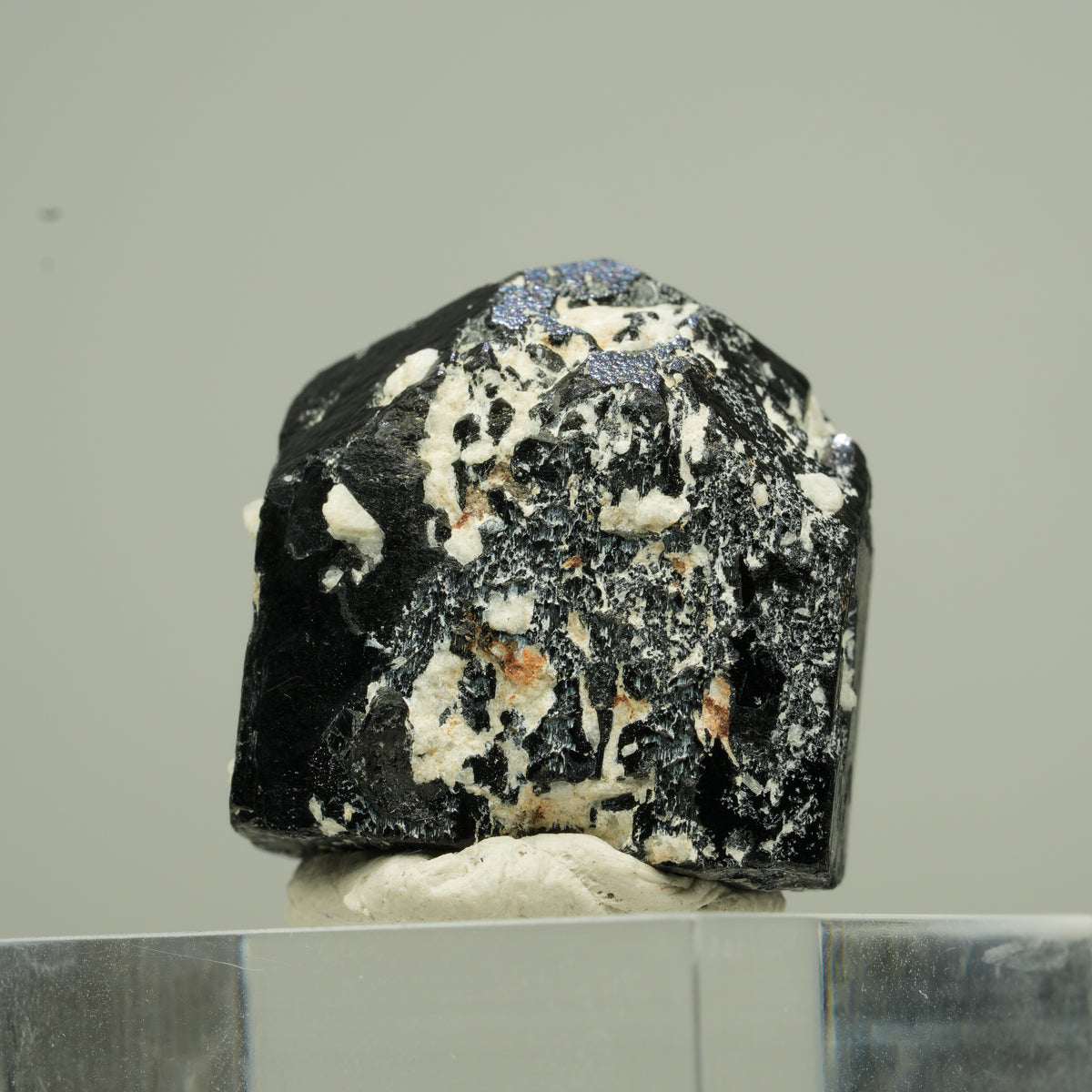 Seltener Schörl Turmalin Kristall mit Orthoklas, schwarz Erongo, Namibia 22*22*21mm #13788