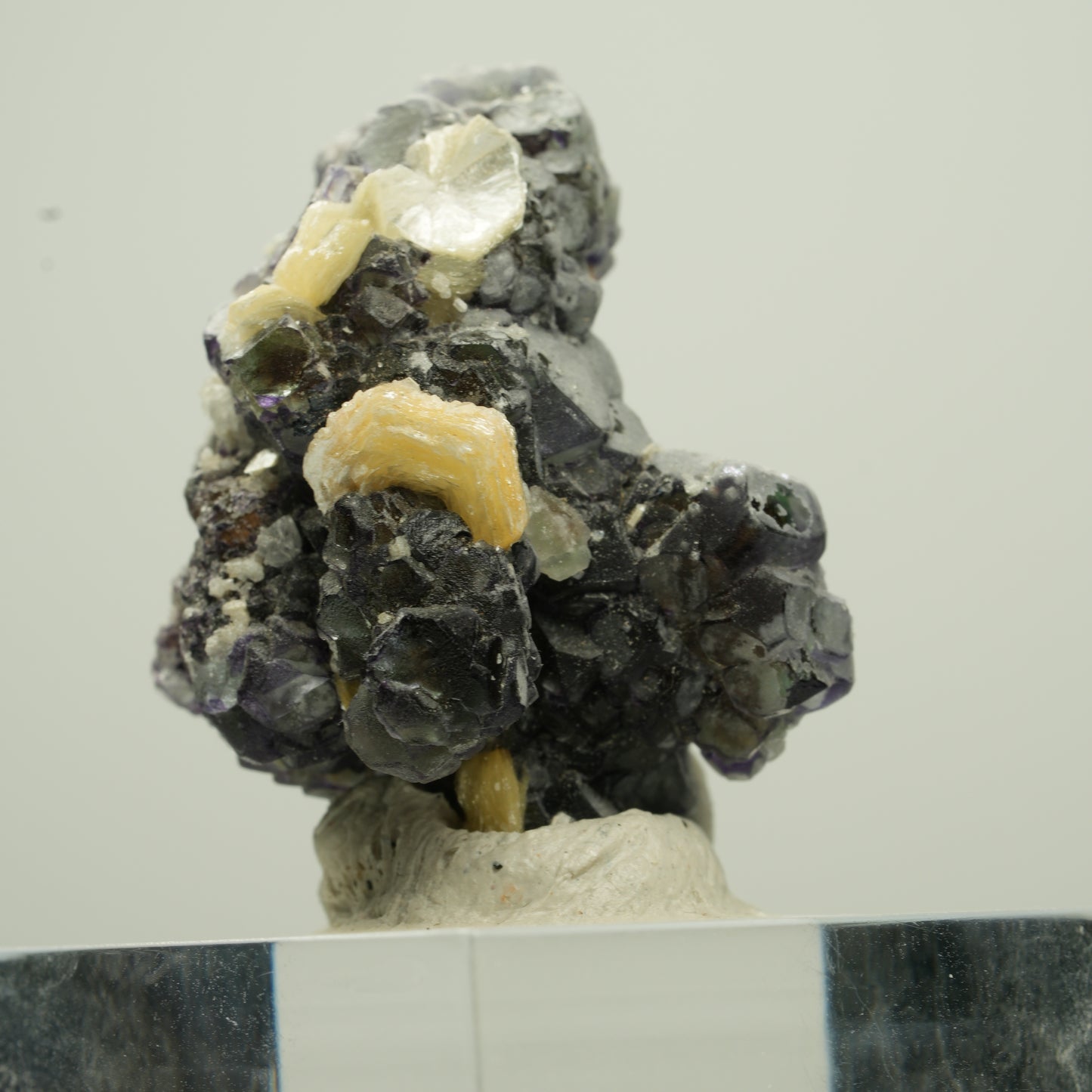 Bunte Phantom Fluorit, Schörl Turmalin, Hyalit Opal, Muskovit Erongo, Namibia 31*26*25mm #13789