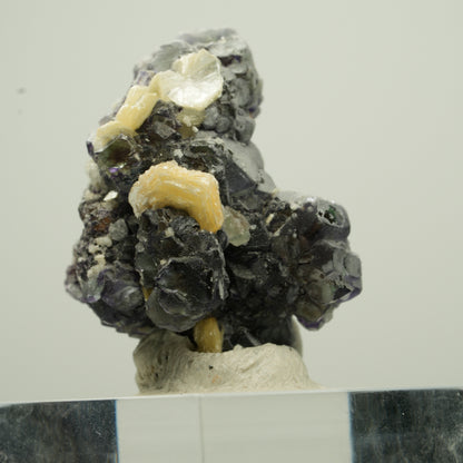 Bunte Phantom Fluorit, Schörl Turmalin, Hyalit Opal, Muskovit Erongo, Namibia 31*26*25mm #13789