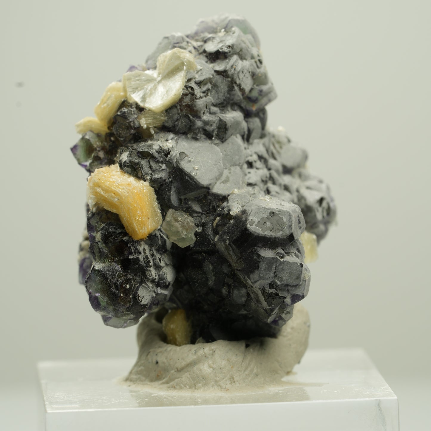Bunte Phantom Fluorit, Schörl Turmalin, Hyalit Opal, Muskovit Erongo, Namibia 31*26*25mm #13789