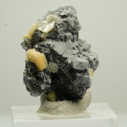Bunte Phantom Fluorit, Schörl Turmalin, Hyalit Opal, Muskovit Erongo, Namibia 31*26*25mm #13789