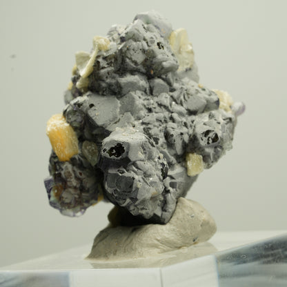 Bunte Phantom Fluorit, Schörl Turmalin, Hyalit Opal, Muskovit Erongo, Namibia 31*26*25mm #13789