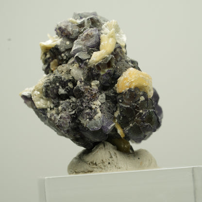 Bunte Phantom Fluorit, Schörl Turmalin, Hyalit Opal, Muskovit Erongo, Namibia 31*26*25mm #13789