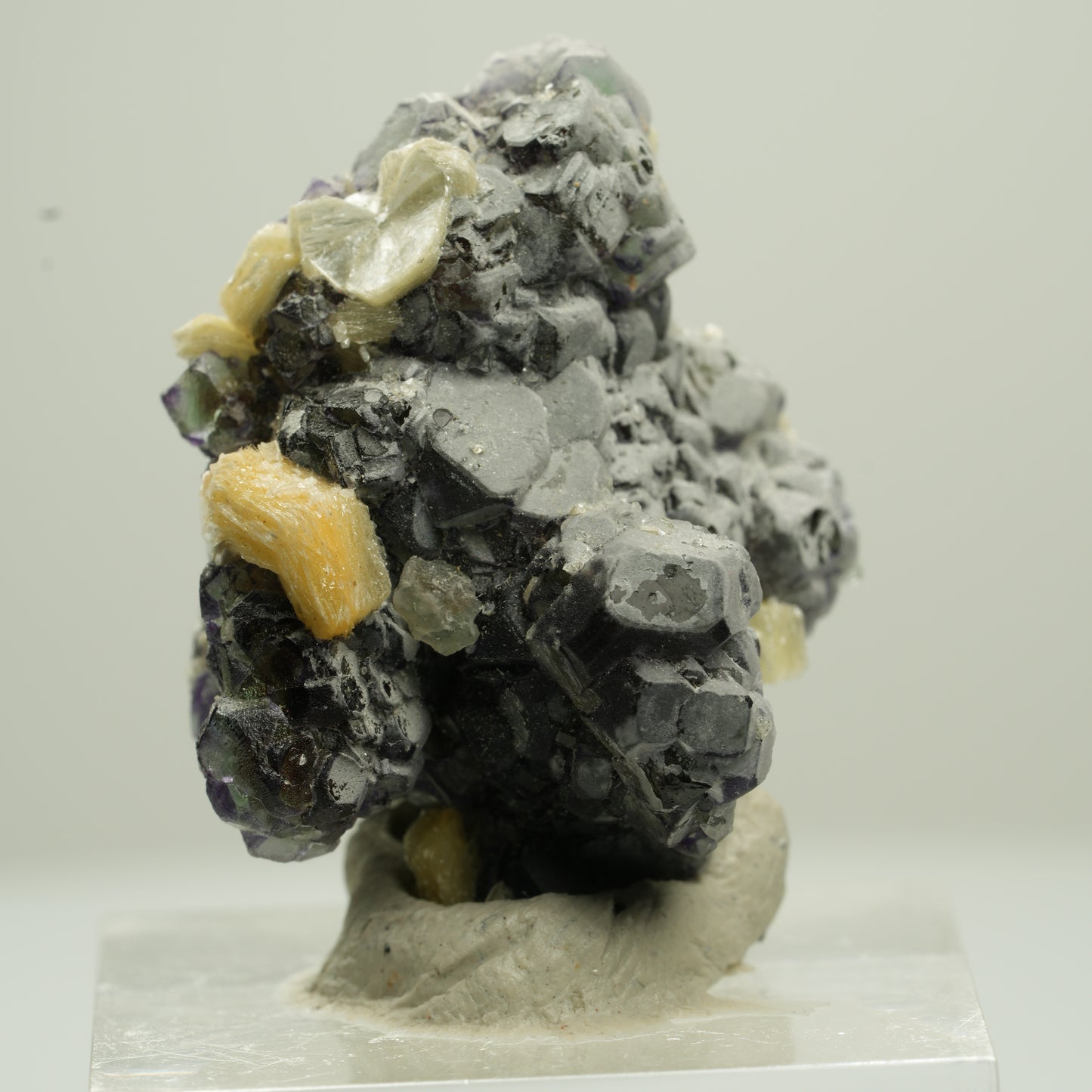 Bunte Phantom Fluorit, Schörl Turmalin, Hyalit Opal, Muskovit Erongo, Namibia 31*26*25mm #13789