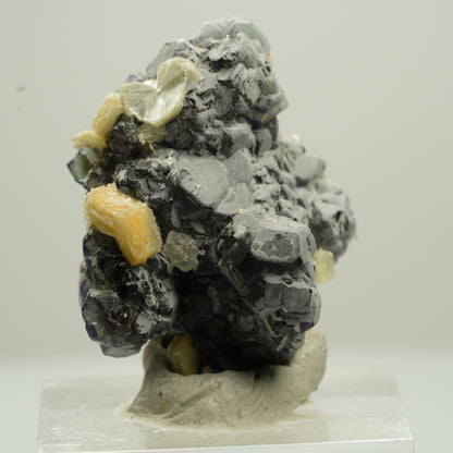 Bunte Phantom Fluorit, Schörl Turmalin, Hyalit Opal, Muskovit Erongo, Namibia 31*26*25mm #13789