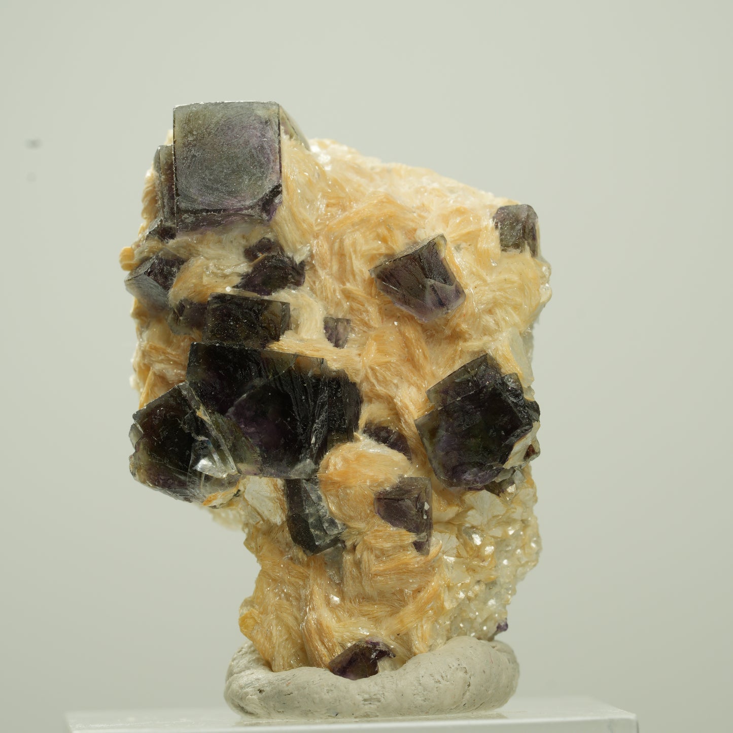 Bunte Phantom Fluorit Würfel, Muskovit Stufe Erongo, Namibia 33*24*20mm #13790