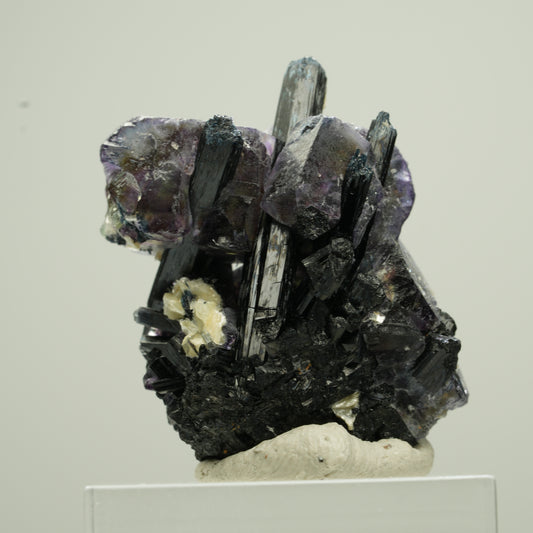 Bunte Phantom Fluorit Würfel, Schörl Turmalin, Muskovit Erongo, Namibia 30*23*17mm #13791