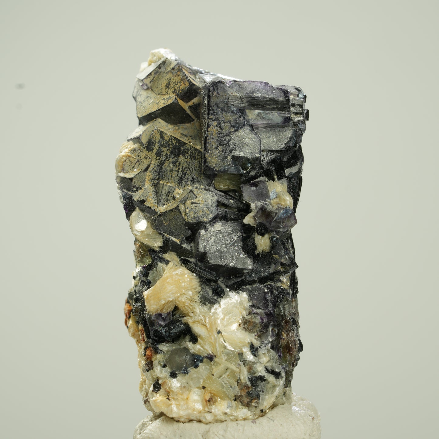 Bunte Phantom Fluorit Würfel, Schörl Turmalin, Muskovit Erongo, Namibia 40*25*19mm #13792