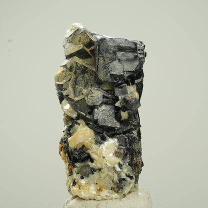 Bunte Phantom Fluorit Würfel, Schörl Turmalin, Muskovit Erongo, Namibia 40*25*19mm #13792