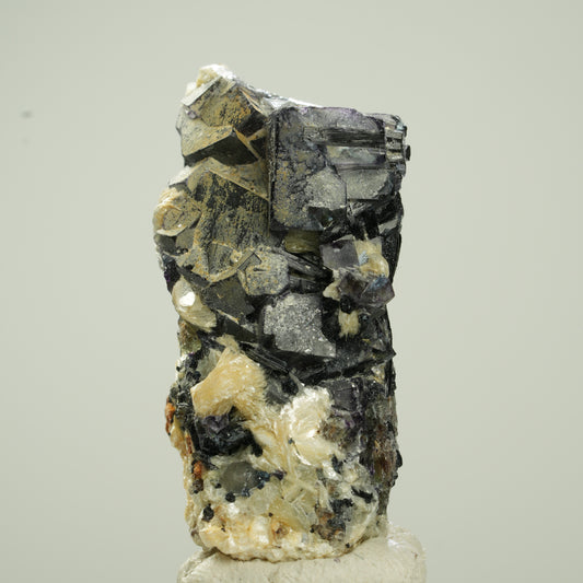Bunte Phantom Fluorit Würfel, Schörl Turmalin, Muskovit Erongo, Namibia 40*25*19mm #13792