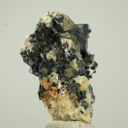 Bunte Phantom Fluorit Würfel, Schörl Turmalin, Muskovit Erongo, Namibia 40*25*19mm #13792
