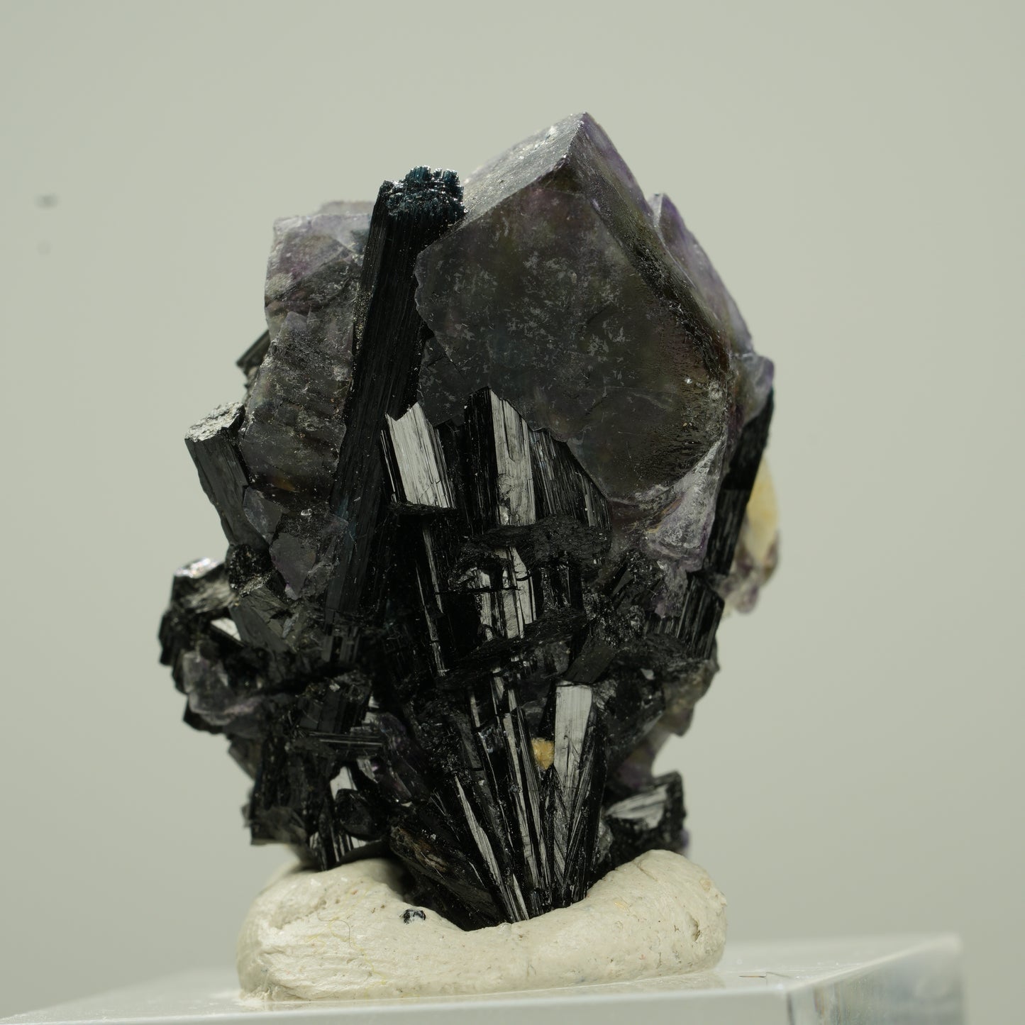Bunte Phantom Fluorit Würfel, Schörl Turmalin, Muskovit Erongo, Namibia 33*21*18mm #13794