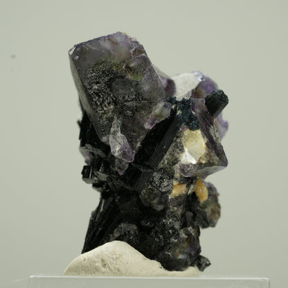 Bunte Phantom Fluorit Würfel, Schörl Turmalin, Muskovit Erongo, Namibia 33*21*18mm #13794