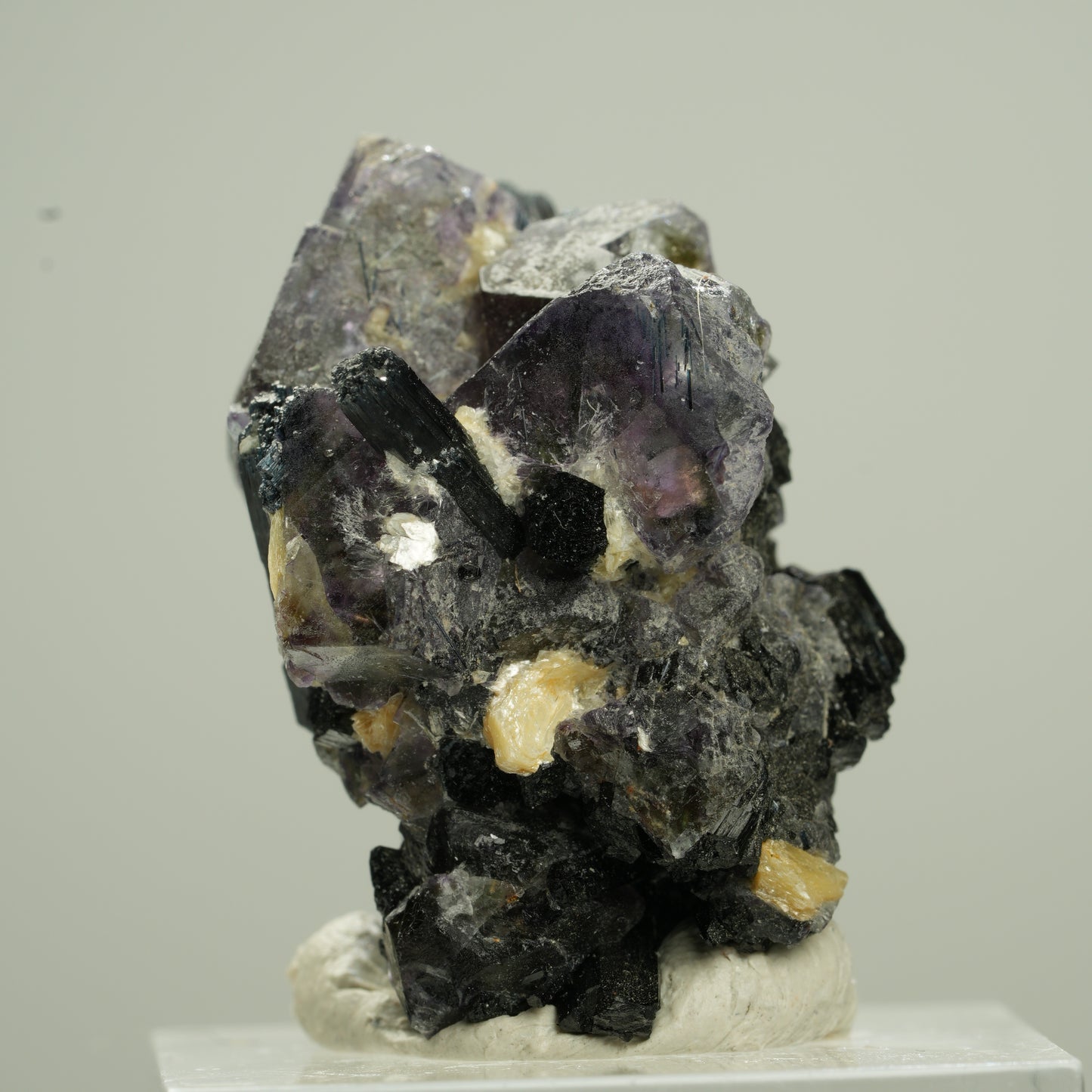 Bunte Phantom Fluorit Würfel, Schörl Turmalin, Muskovit Erongo, Namibia 33*21*18mm #13794