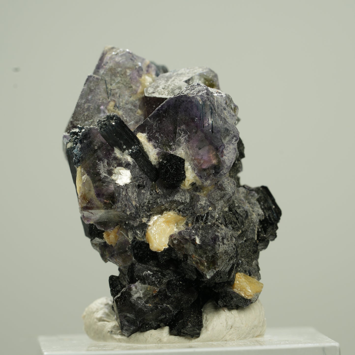 Bunte Phantom Fluorit Würfel, Schörl Turmalin, Muskovit Erongo, Namibia 33*21*18mm #13794