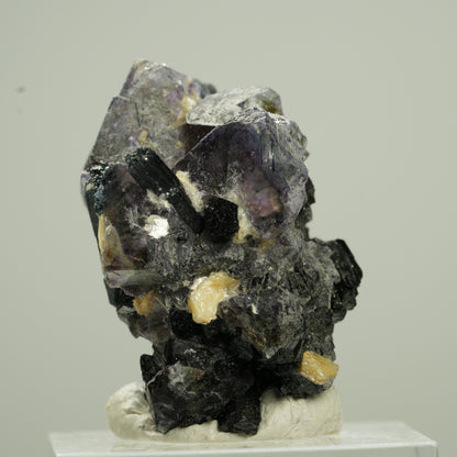Bunte Phantom Fluorit Würfel, Schörl Turmalin, Muskovit Erongo, Namibia 33*21*18mm #13794