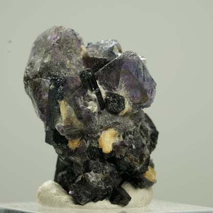 Bunte Phantom Fluorit Würfel, Schörl Turmalin, Muskovit Erongo, Namibia 33*21*18mm #13794