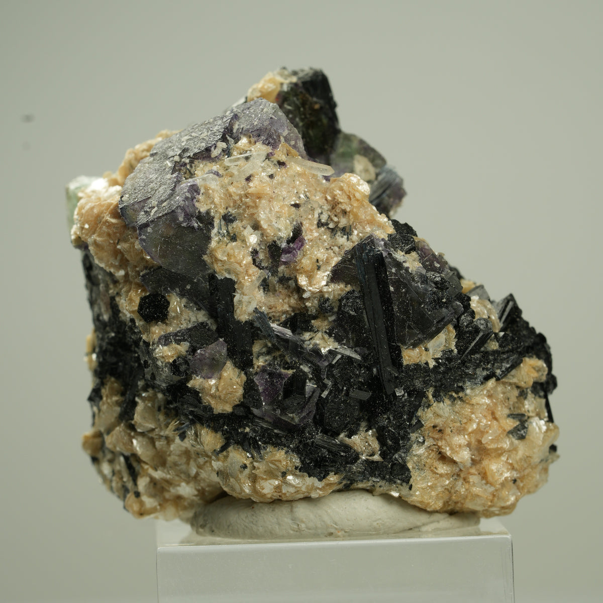 Bunte Phantom Fluorit, Schörl Turmalin, Muskovit, Rauchquarz Erongo, Namibia 48*40*29mm #13795