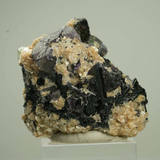 Bunte Phantom Fluorit, Schörl Turmalin, Muskovit, Rauchquarz Erongo, Namibia 48*40*29mm #13795