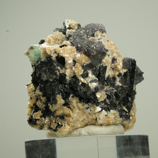 Bunte Phantom Fluorit, Schörl Turmalin, Muskovit, Rauchquarz Erongo, Namibia 48*40*29mm #13795