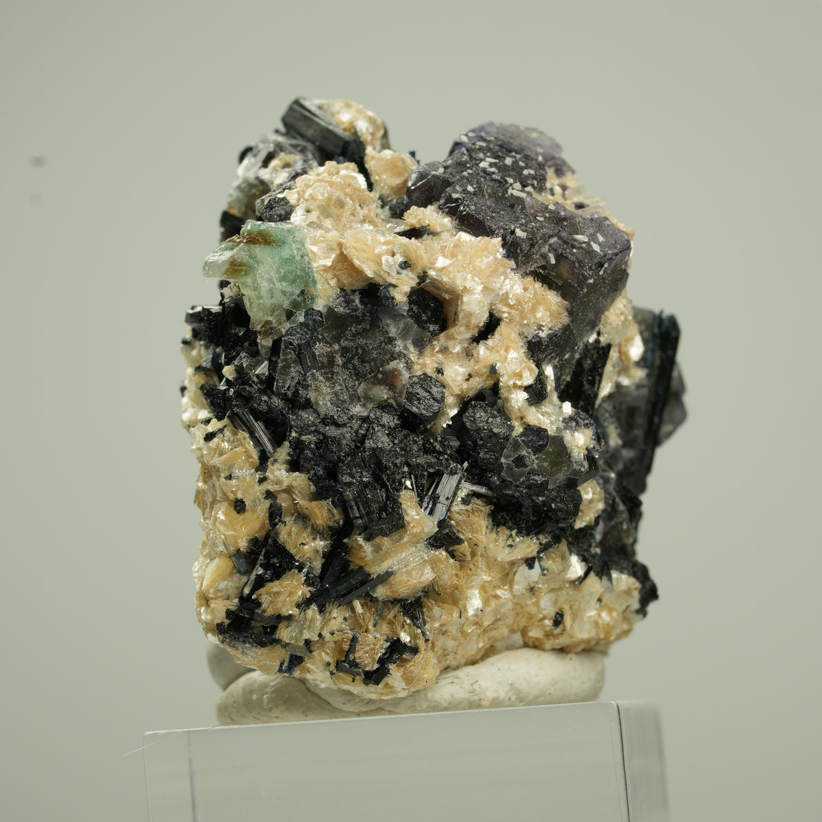 Bunte Phantom Fluorit, Schörl Turmalin, Muskovit, Rauchquarz Erongo, Namibia 48*40*29mm #13795