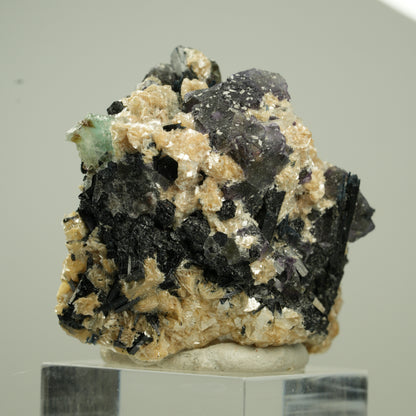 Bunte Phantom Fluorit, Schörl Turmalin, Muskovit, Rauchquarz Erongo, Namibia 48*40*29mm #13795