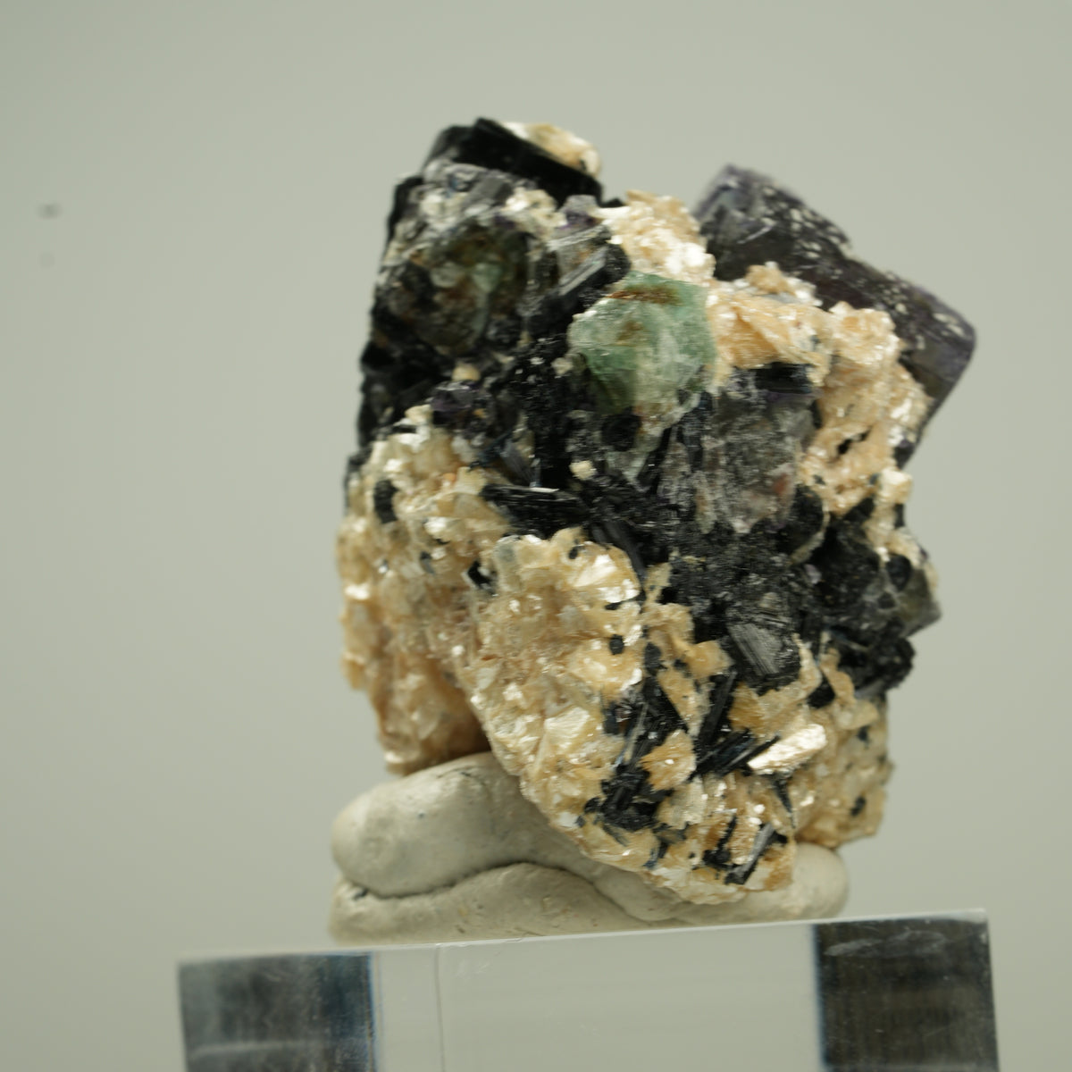 Bunte Phantom Fluorit, Schörl Turmalin, Muskovit, Rauchquarz Erongo, Namibia 48*40*29mm #13795