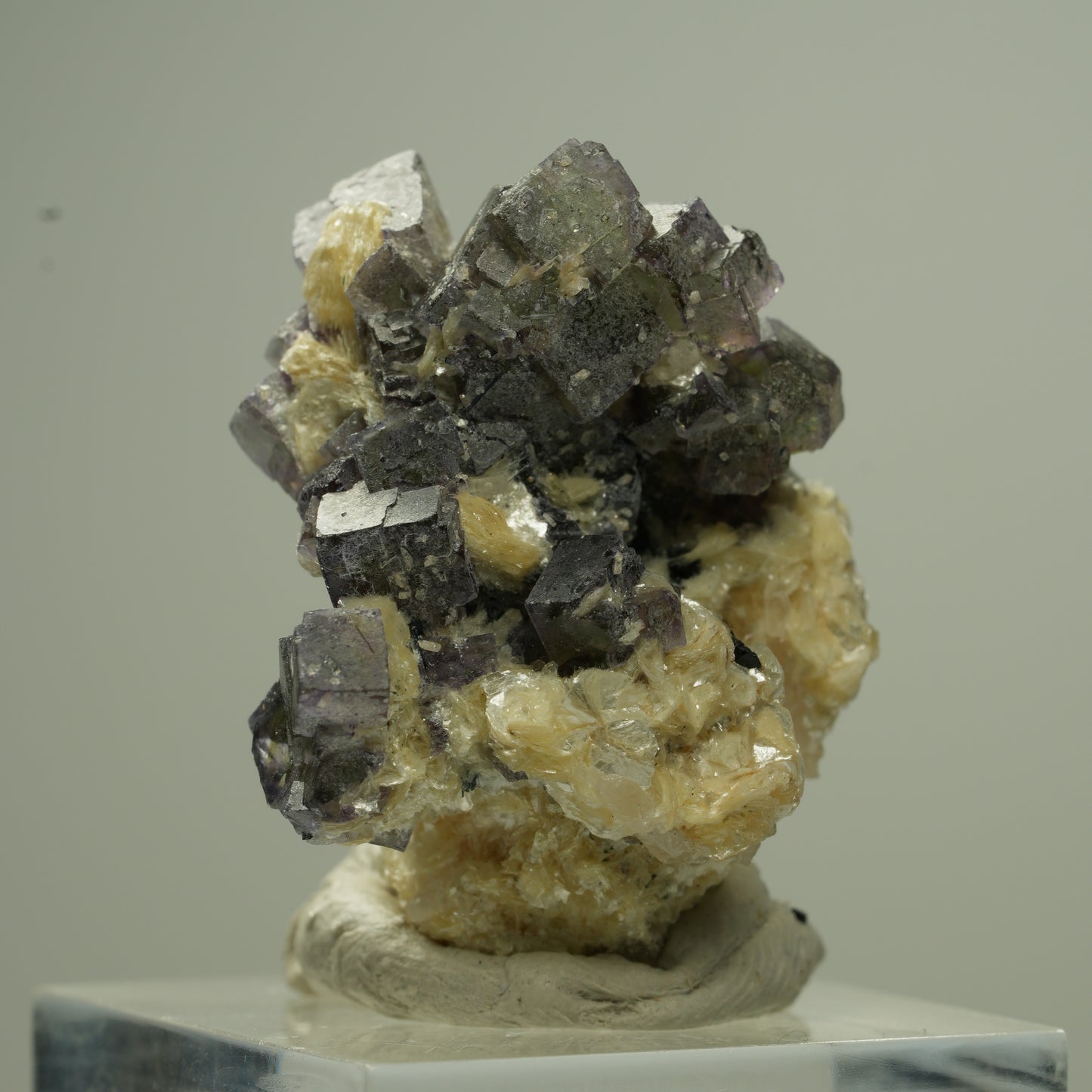 Bunte Phantom Fluorit Würfel, Schörl Turmalin, Muskovit Erongo, Namibia 28*26*21mm #13796