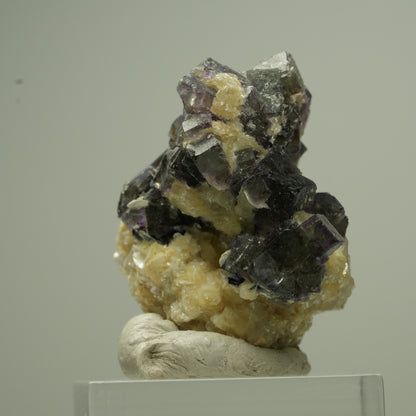 Bunte Phantom Fluorit Würfel, Schörl Turmalin, Muskovit Erongo, Namibia 28*26*21mm #13796