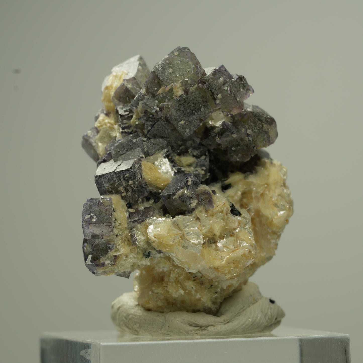 Bunte Phantom Fluorit Würfel, Schörl Turmalin, Muskovit Erongo, Namibia 28*26*21mm #13796
