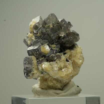 Bunte Phantom Fluorit Würfel, Schörl Turmalin, Muskovit Erongo, Namibia 28*26*21mm #13796