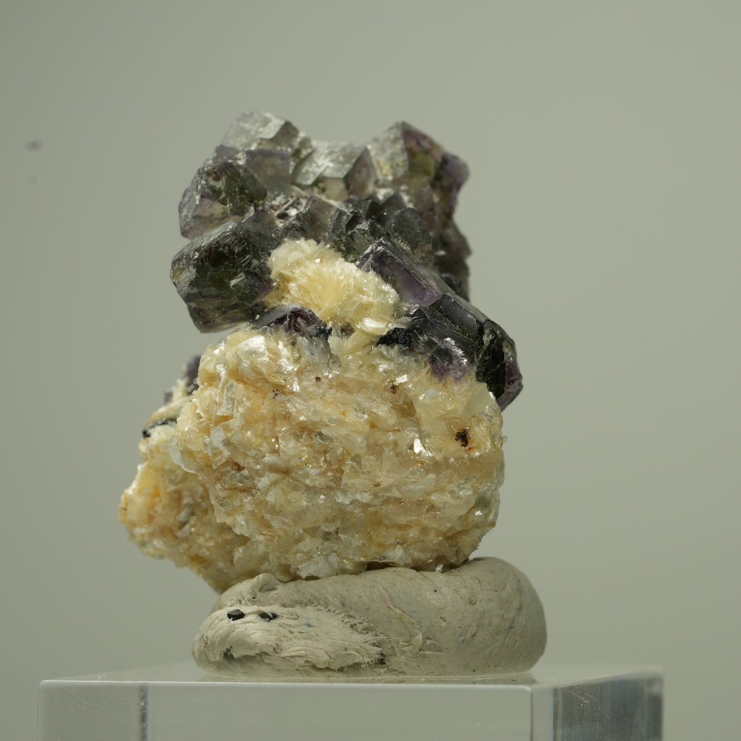 Bunte Phantom Fluorit Würfel, Schörl Turmalin, Muskovit Erongo, Namibia 28*26*21mm #13796