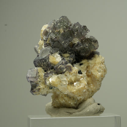 Bunte Phantom Fluorit Würfel, Schörl Turmalin, Muskovit Erongo, Namibia 28*26*21mm #13796