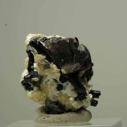 Bunte Phantom Fluorit Würfel, Schörl Turmalin, Muskovit Erongo, Namibia 25*22*23mm #13797