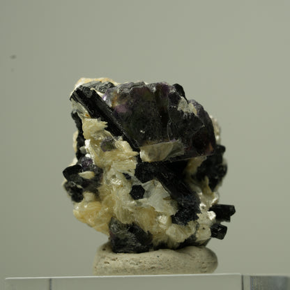 Bunte Phantom Fluorit Würfel, Schörl Turmalin, Muskovit Erongo, Namibia 25*22*23mm #13797