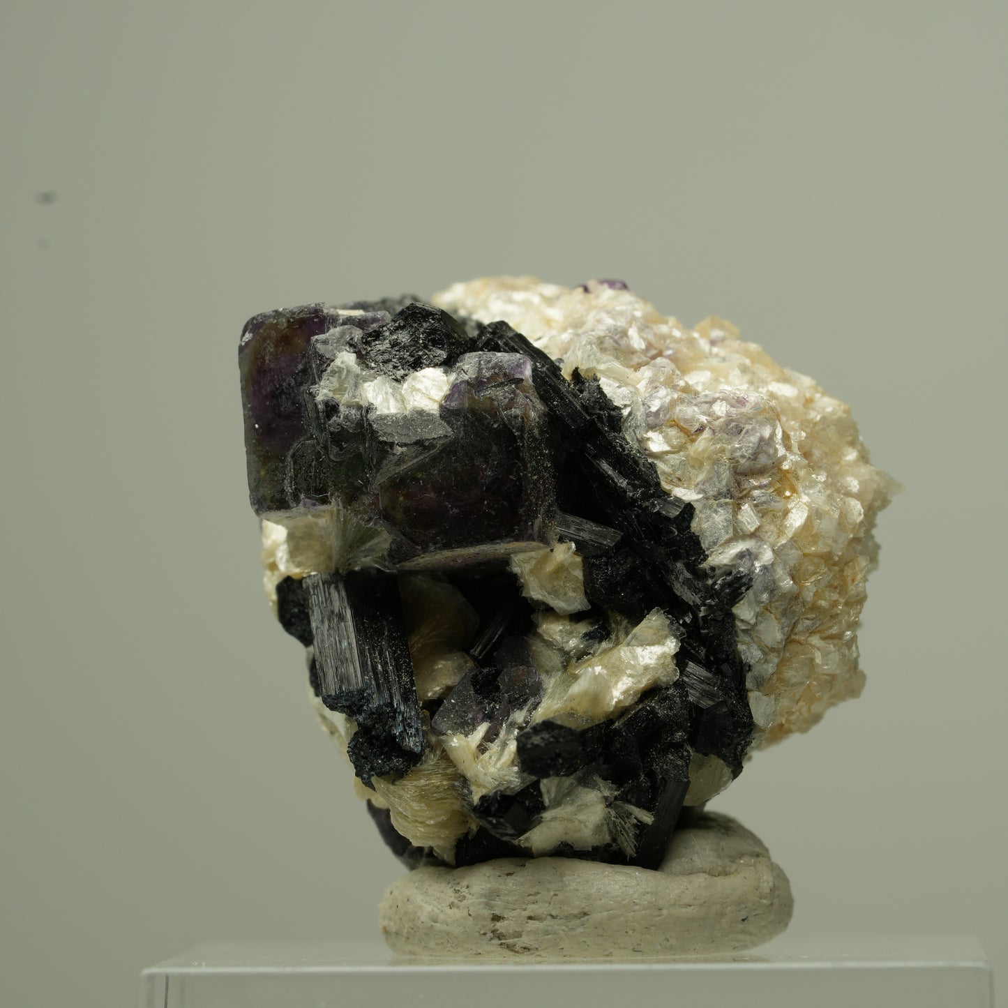Bunte Phantom Fluorit Würfel, Schörl Turmalin, Muskovit Erongo, Namibia 25*22*23mm #13797