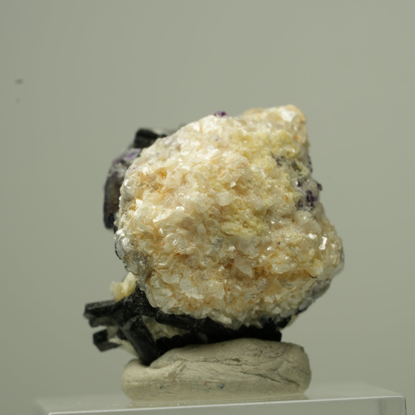 Bunte Phantom Fluorit Würfel, Schörl Turmalin, Muskovit Erongo, Namibia 25*22*23mm #13797