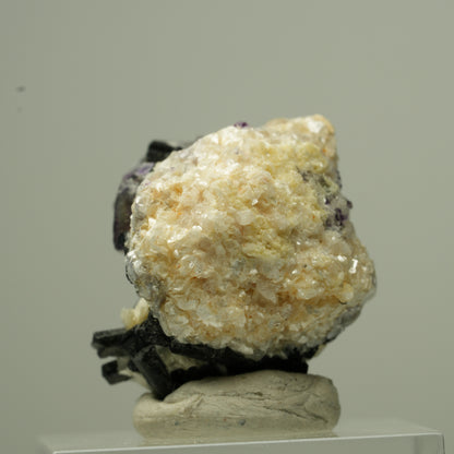 Bunte Phantom Fluorit Würfel, Schörl Turmalin, Muskovit Erongo, Namibia 25*22*23mm #13797