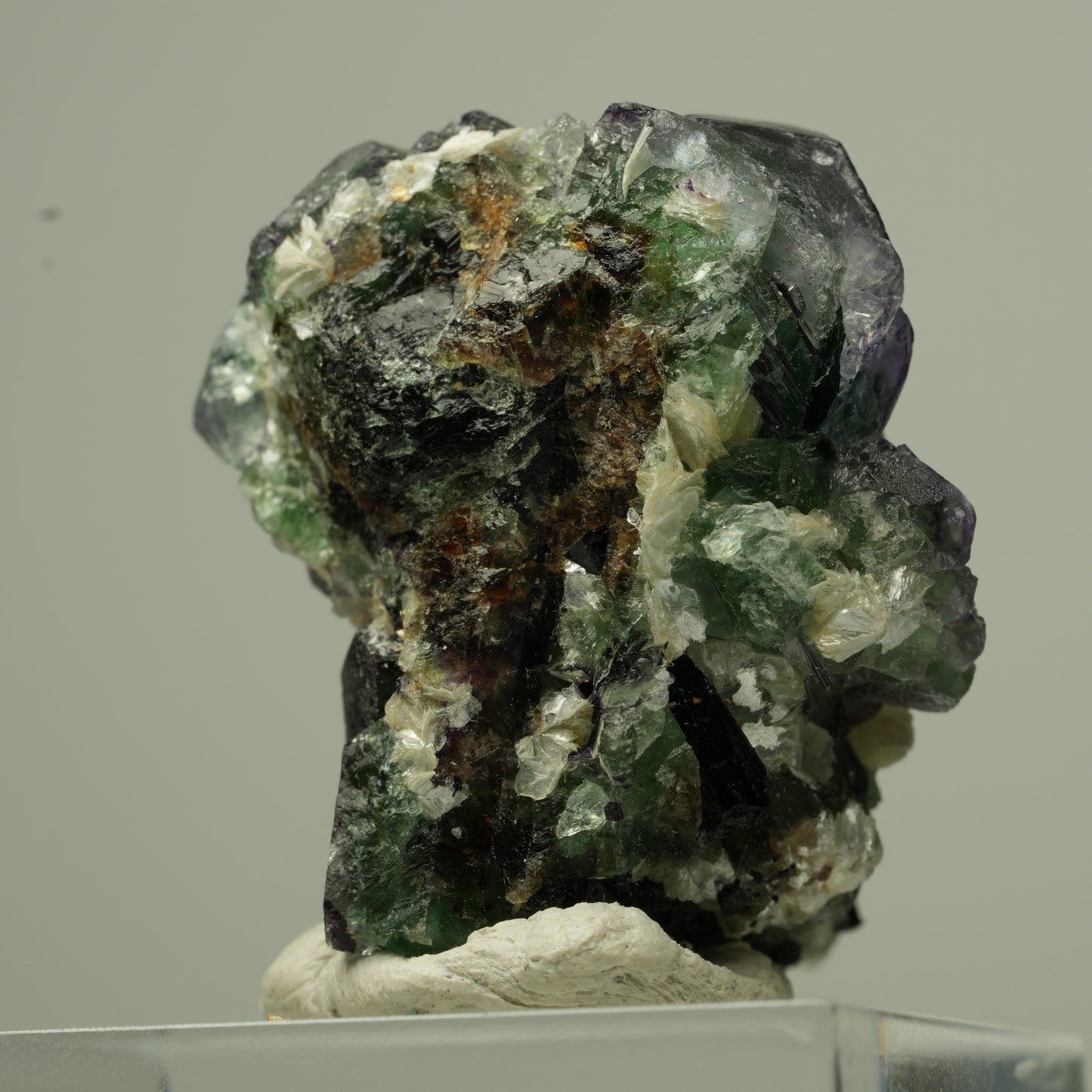 Phantom Fluorit Würfel, Schörl Turmalin, Muskovit Erongo, Namibia 31*27*22mm #13798