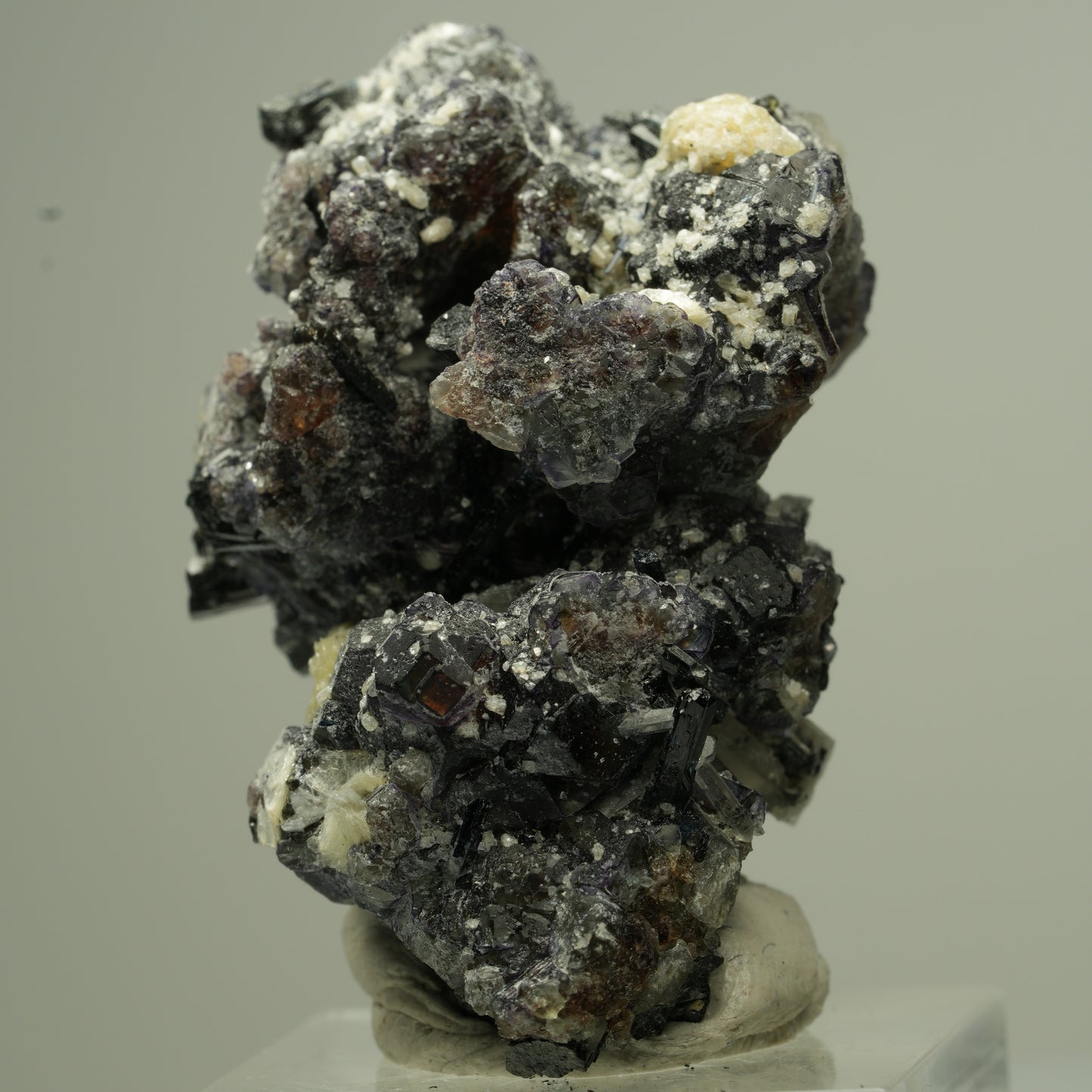 Bunte Phantom Fluorit, Schörl Turmalin, Hyalit Opal, Muskovit Erongo, Namibia 48*33*22mm #13799