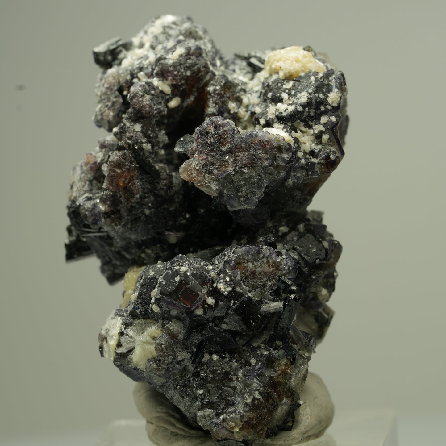 Bunte Phantom Fluorit, Schörl Turmalin, Hyalit Opal, Muskovit Erongo, Namibia 48*33*22mm #13799