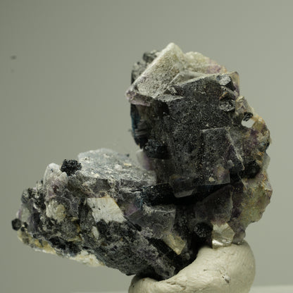 Bunte Phantom Fluorit Würfel, Schörl Turmalin, Muskovit Erongo, Namibia 32*25*14mm #13800