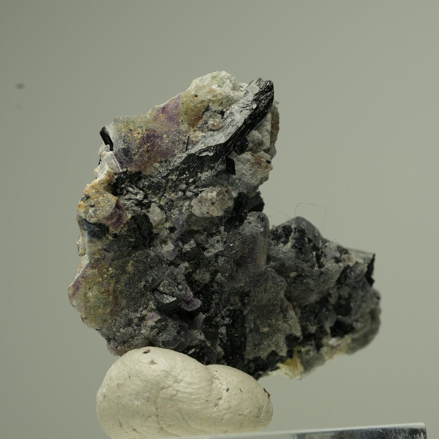Bunte Phantom Fluorit Würfel, Schörl Turmalin, Muskovit Erongo, Namibia 32*25*14mm #13800